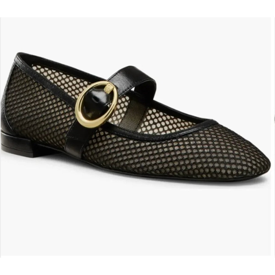 Stuart Weitzman Arabella Mesh Mary Jane Ballet Flats Black 10