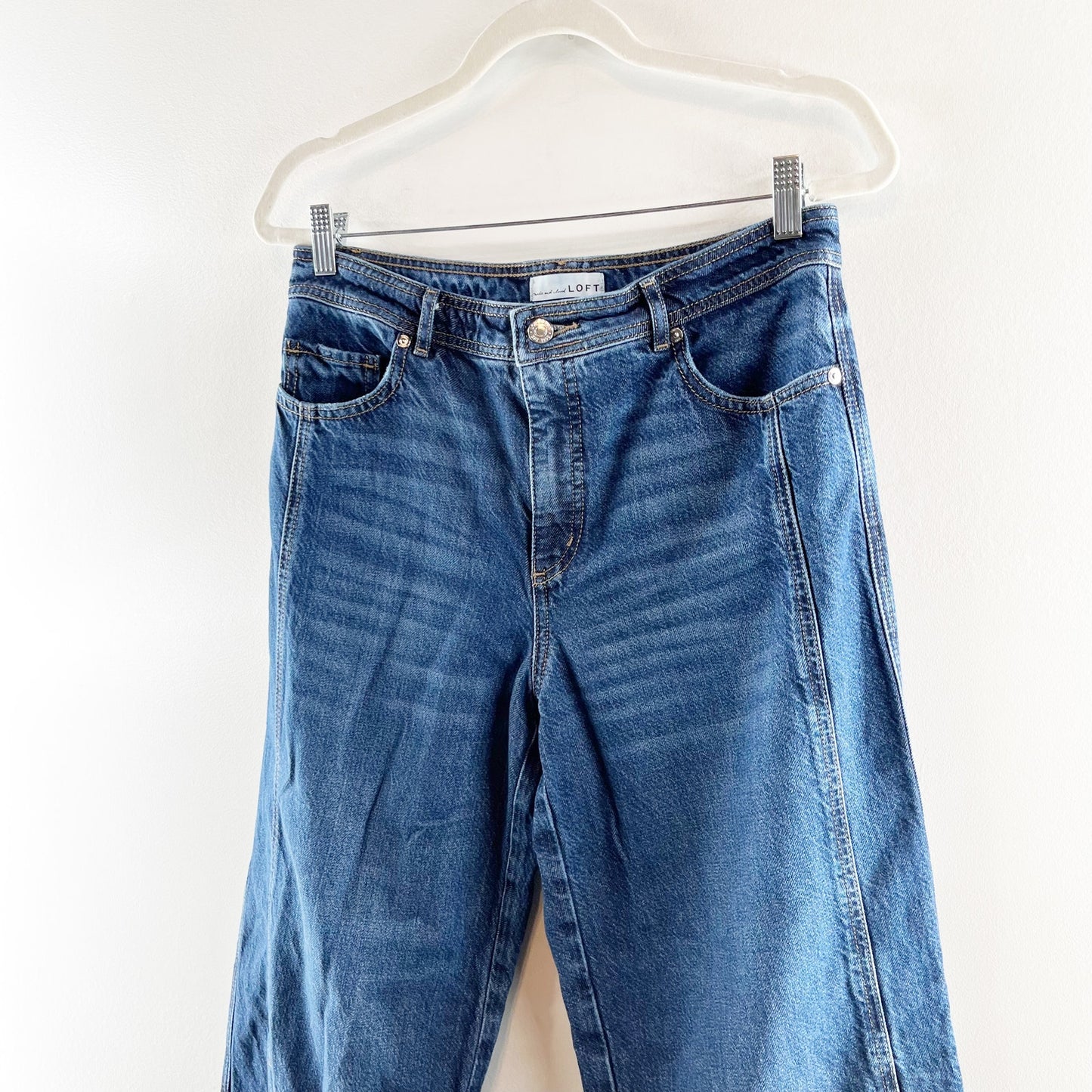 LOFT High Waisted Dark Wash Ankle Denim The Barrel Jeans Blue 6 / 28
