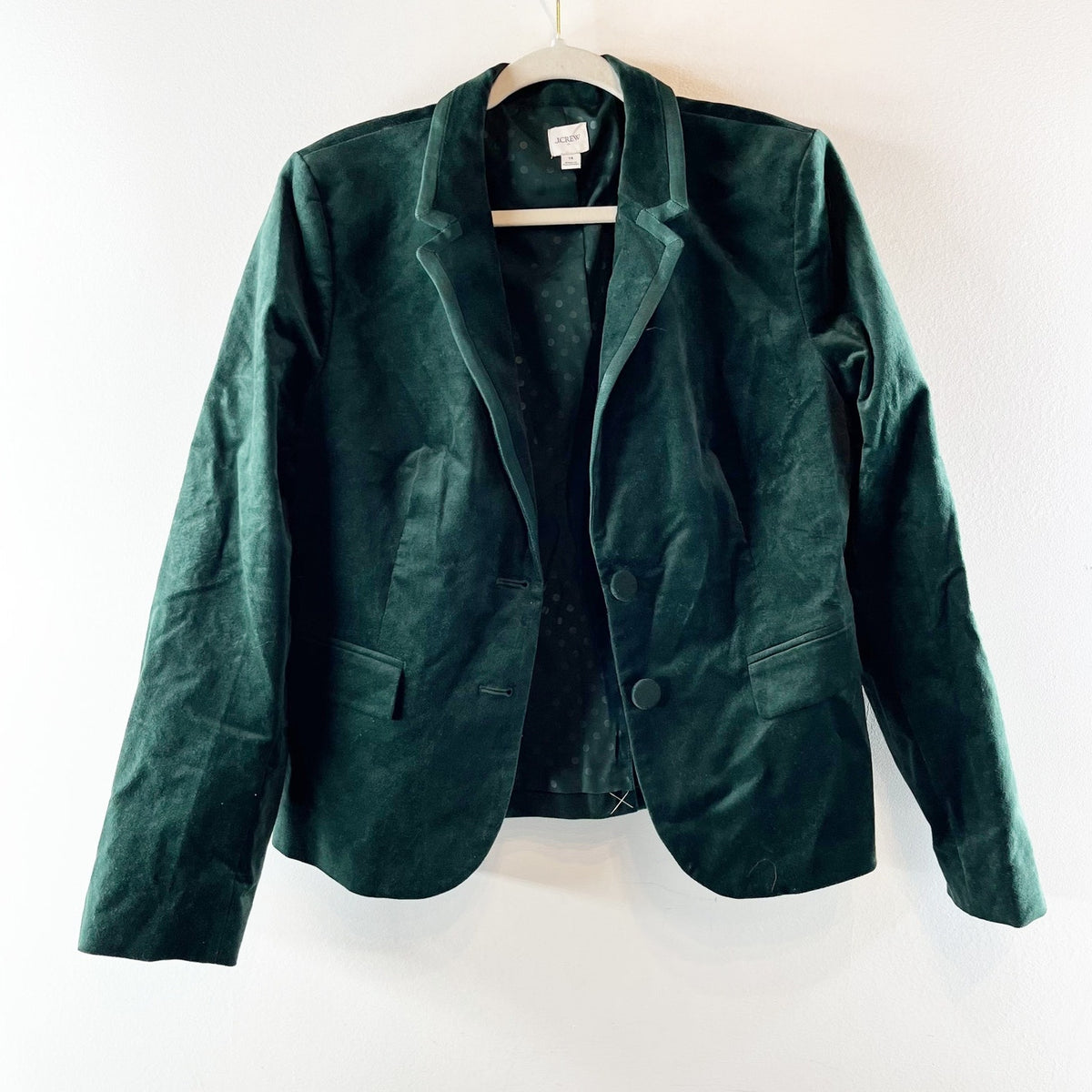 J. Crew Velvet Schoolboy Blazer Jacket Dark Green Size 14