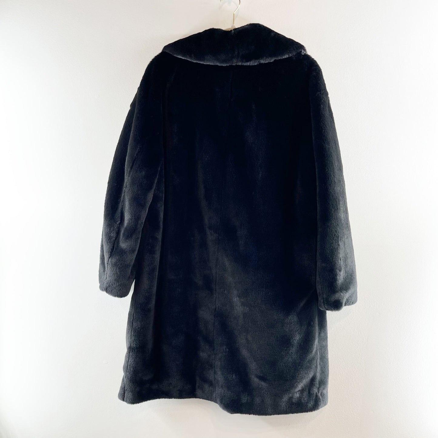 Adrienne Landau Button Up Lined Faux Fur Coat Jacket Black XL