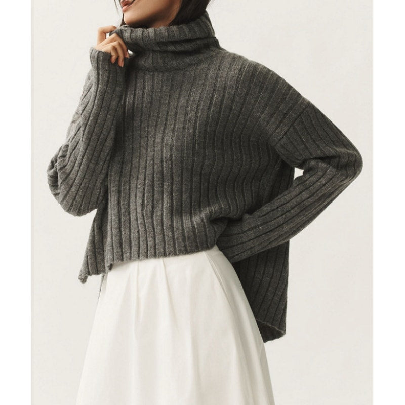 Maeve Anthropologie Long Sleeve Tie Open Bow Back Turtleneck Sweater Gray Medium