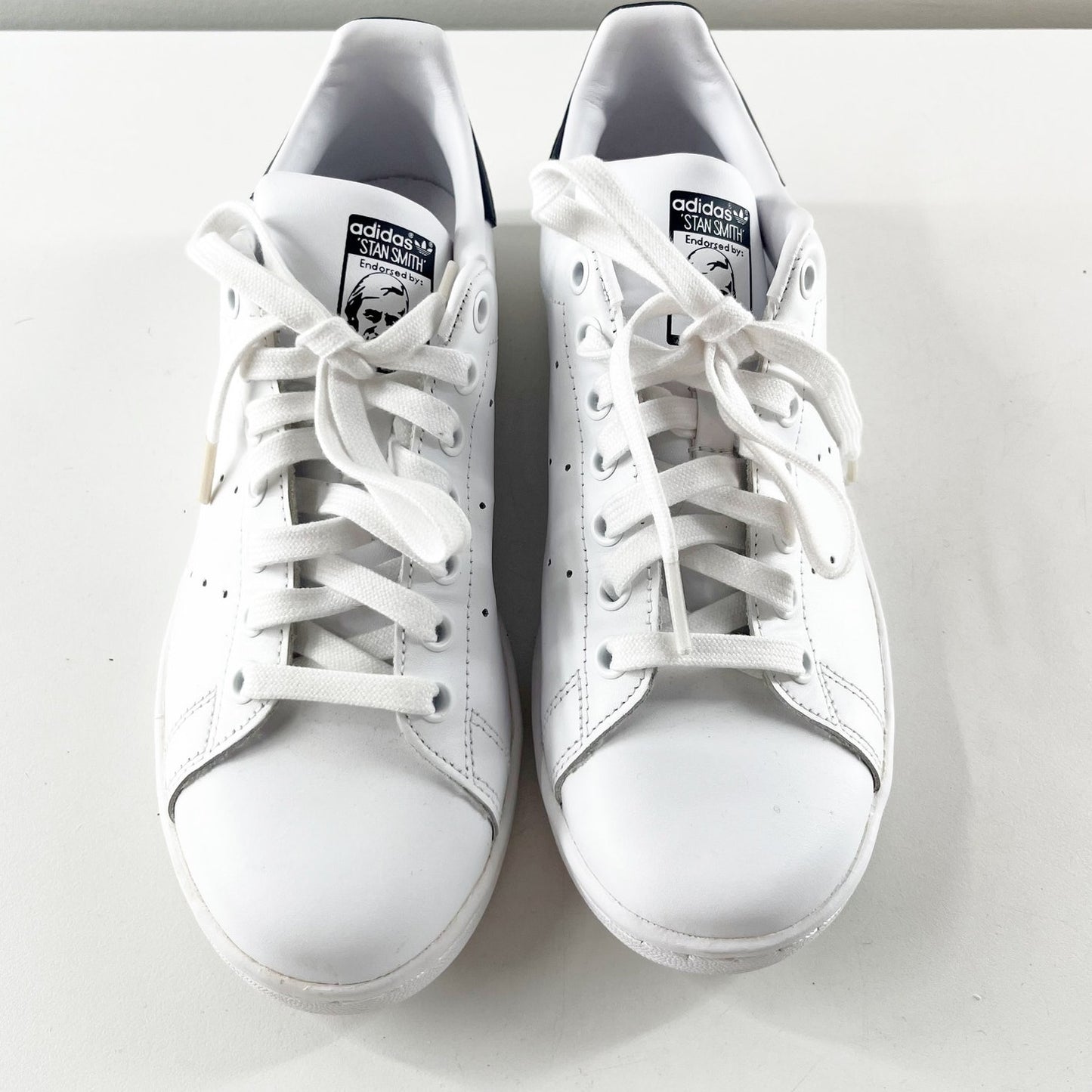 Adidas Stan Smith Low Top Lace Up Court Shoes Sneakers White Blue 7