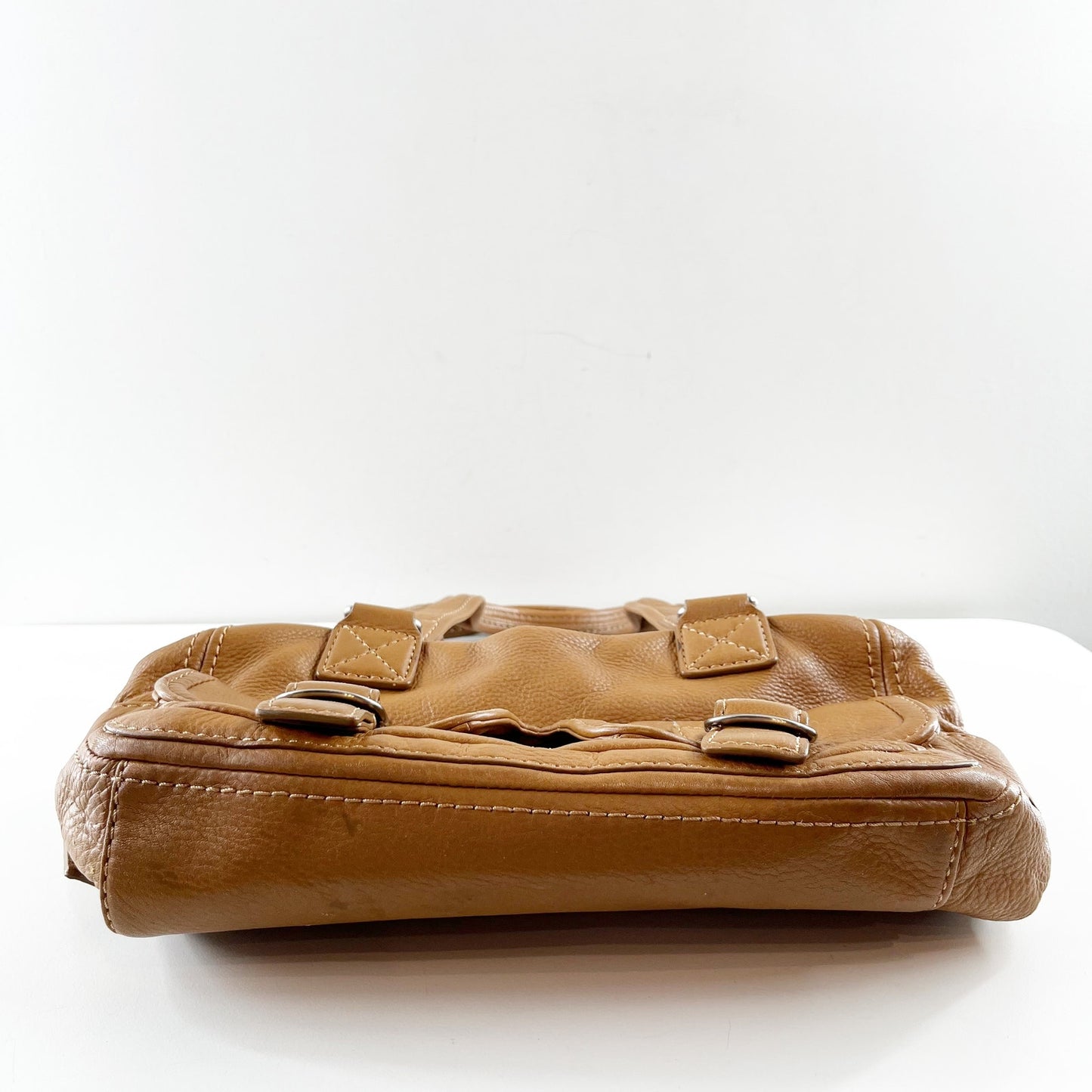 Michael Kors Leather Satchel Bowler Purse Handbag Bag Brown Cognac