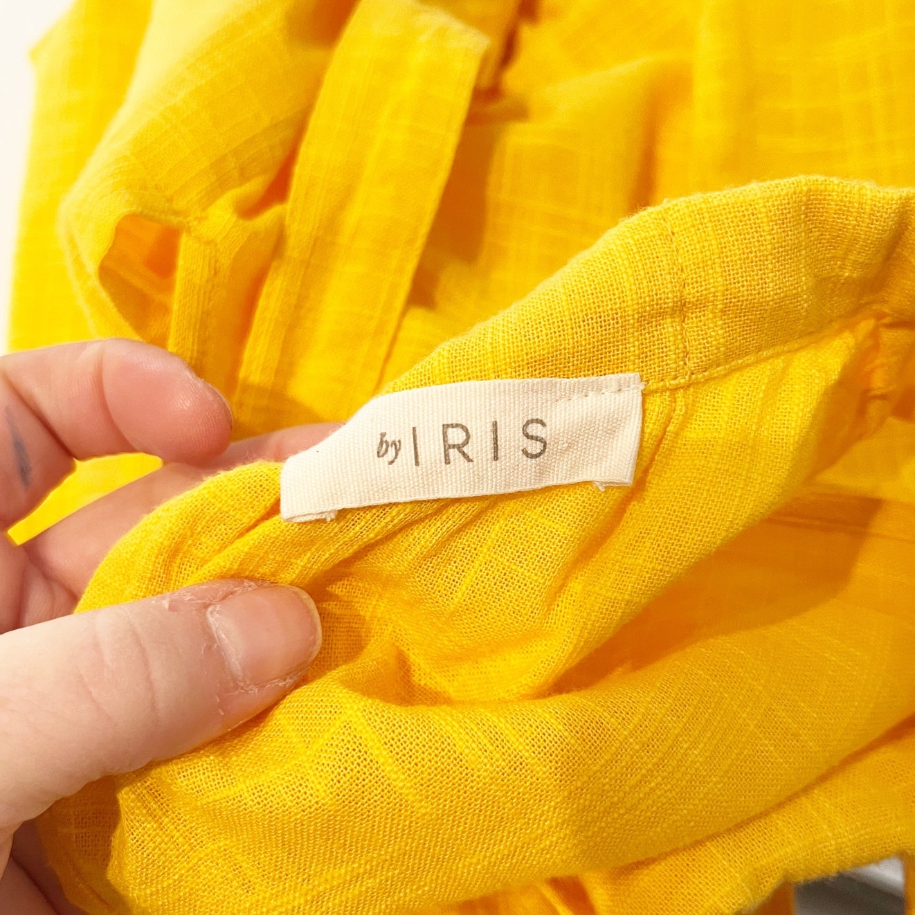 by Iris Sleeveless Cotton Tiered Swing Babydoll Midi Dress Yellow Medium