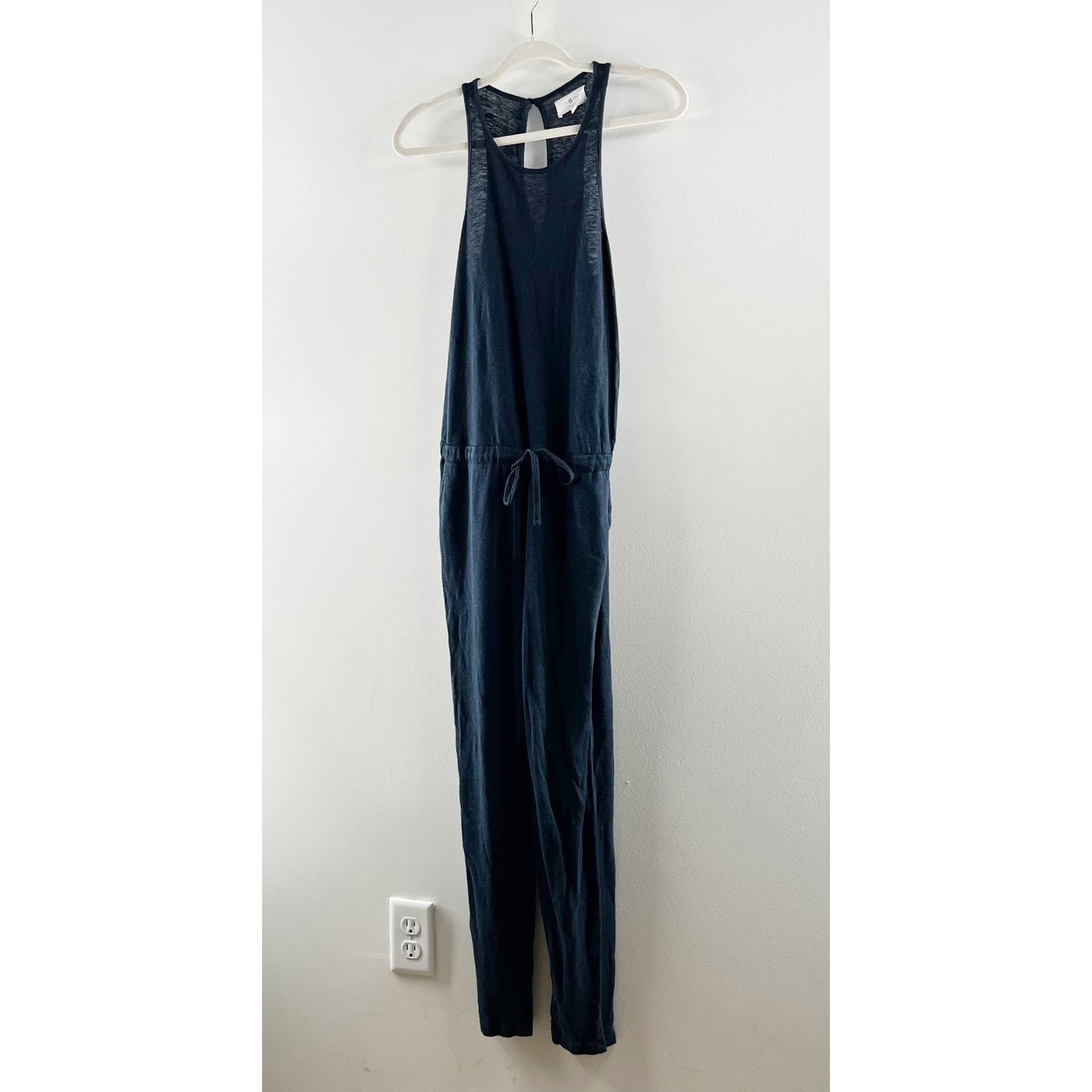 Lou & Grey Sleeveless Slim Straight Leg Linen Jumpsuit Black Small