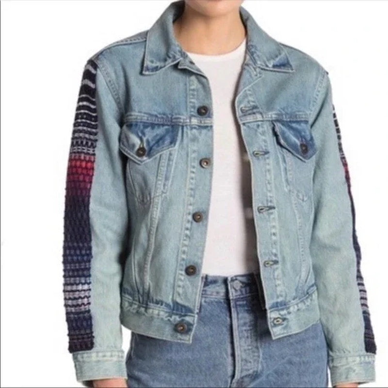 Levi's Made & Crafted Embroidered Long Sleeve Trucker Jean Jacket Blue Multi XS