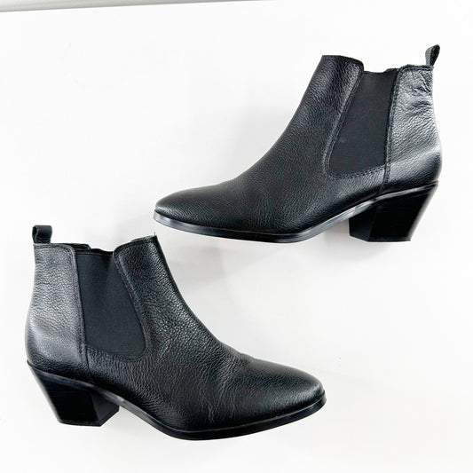 Marc Fisher Jayli Pointed Toe Leather Ankle Boots Booties Black 8