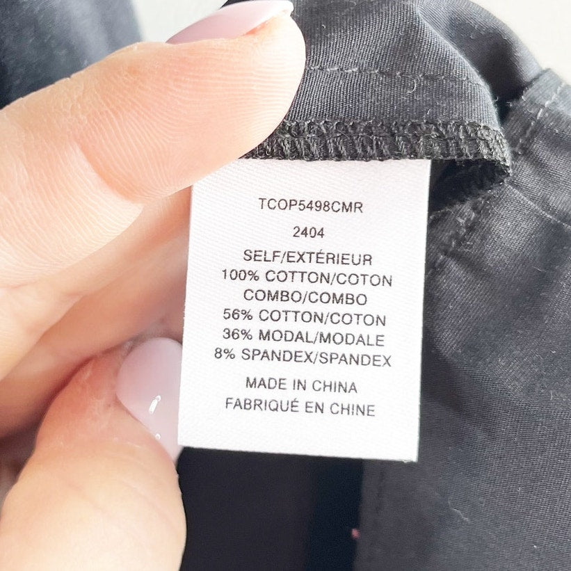 Derek Lam 10 Crosby Natalia Short Puff Sleeve Poplin Midi Dress Black Small