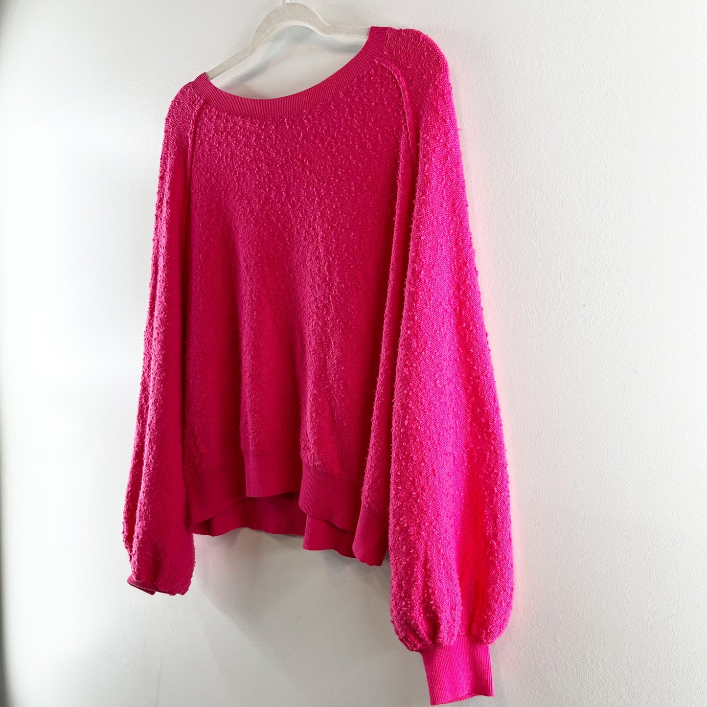 Free People Found My Friend Pullover Popcorn Oversized Sweater Pink Small