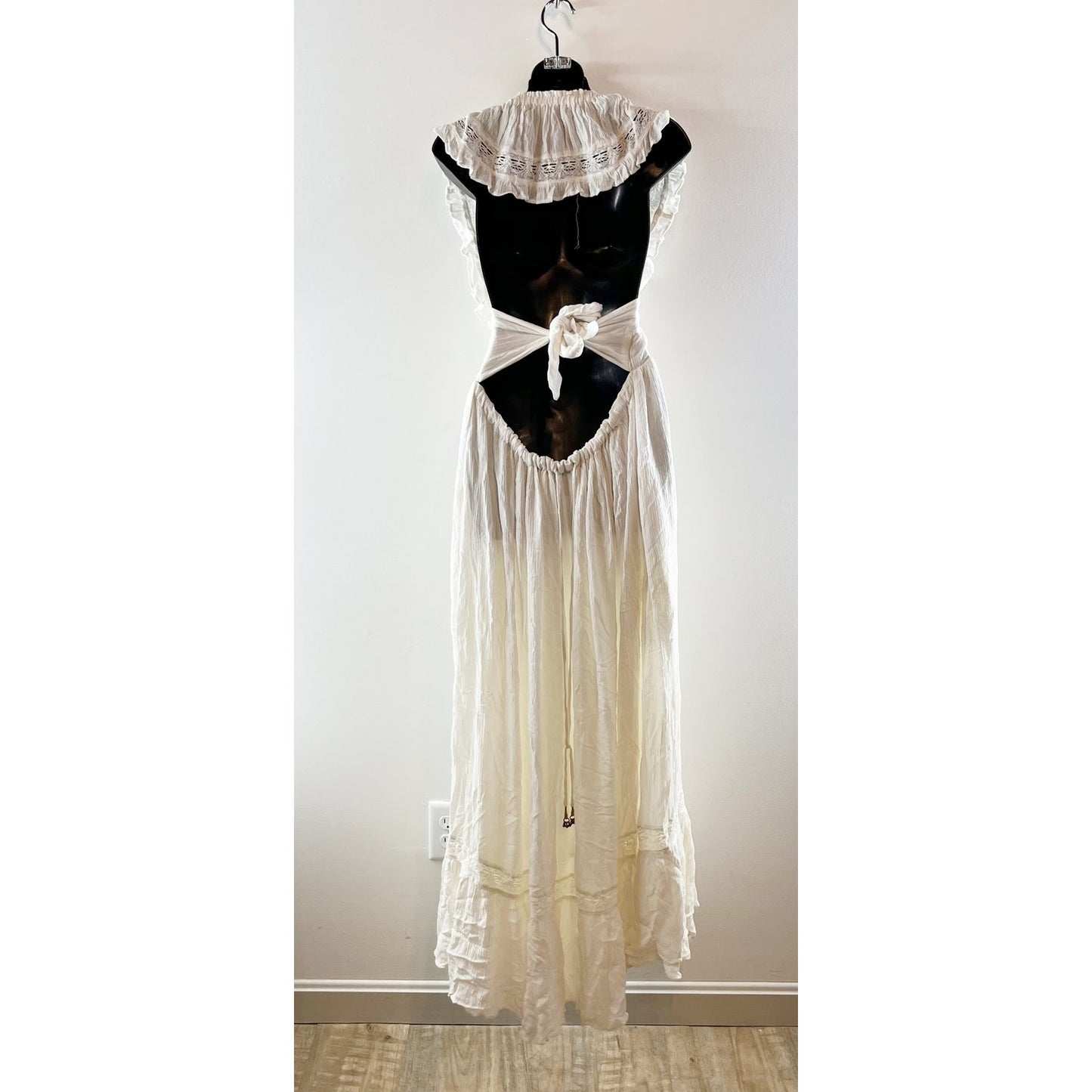Free People Moonlight Ocean Off Shoulder Boho Maxi Dress White Small