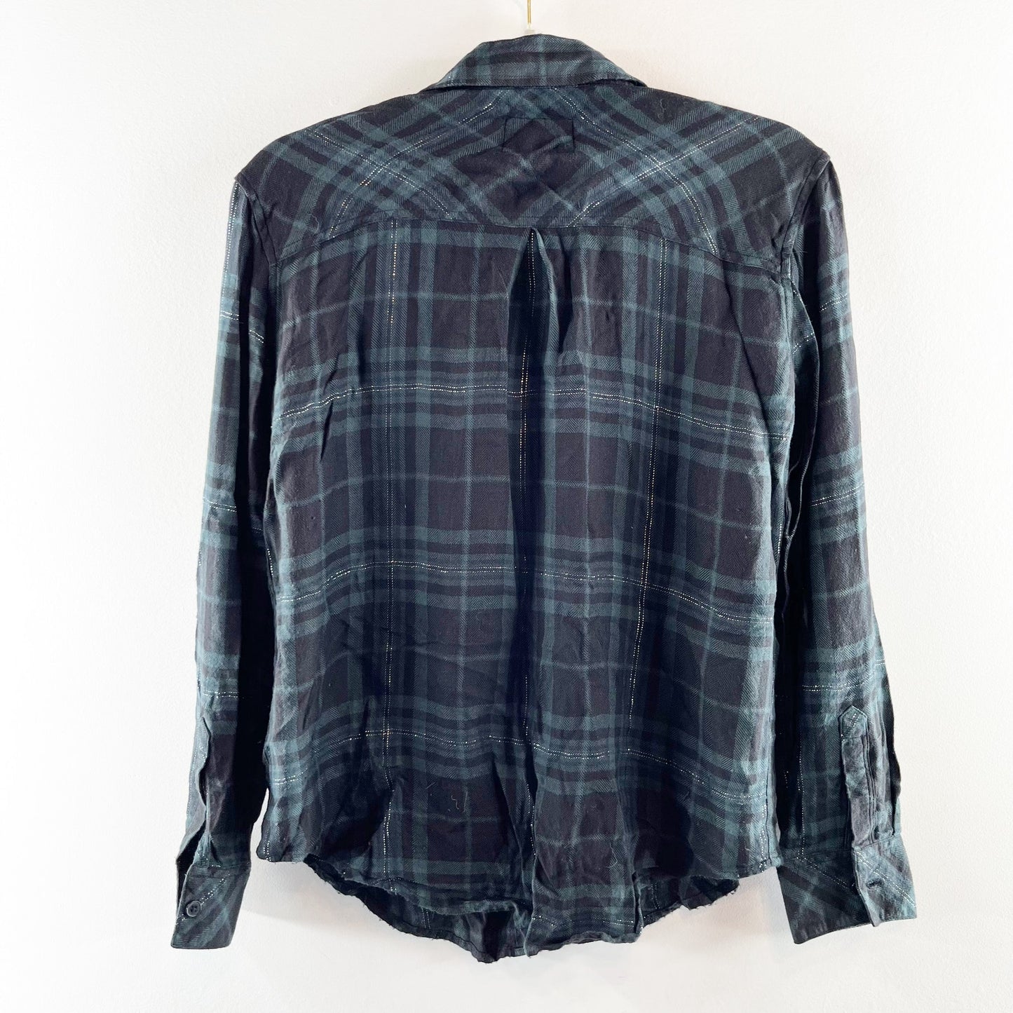 Rails Hunter Button Down Plaid Flannel Long Sleeve Forest Tinsel Slate Green XS