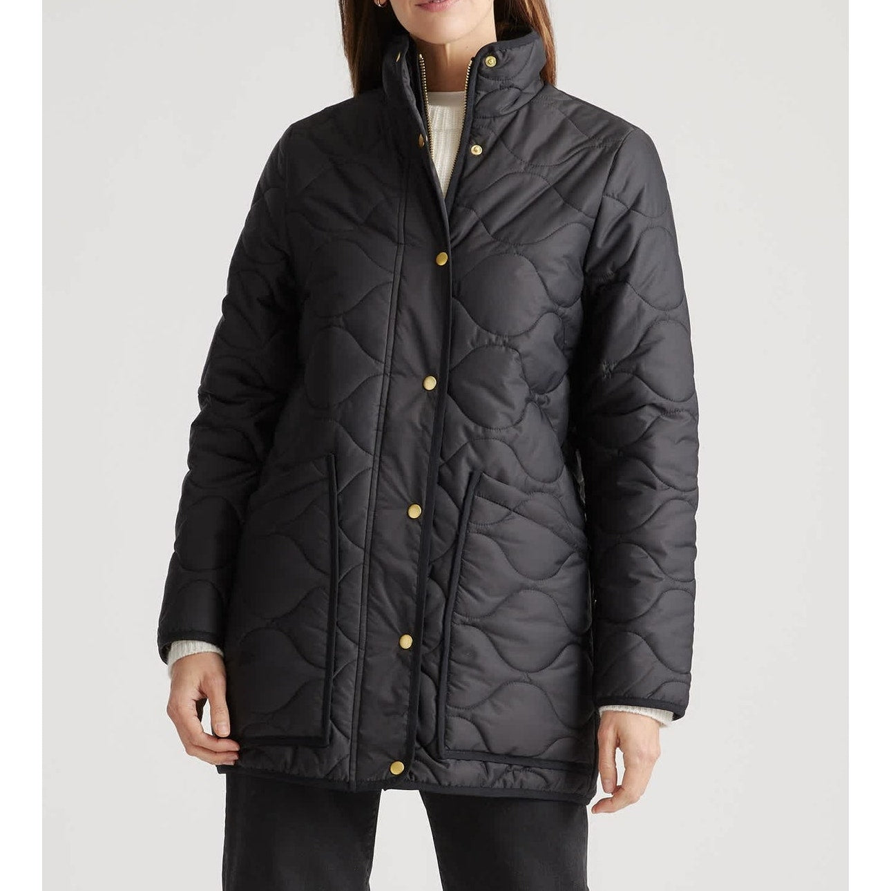 Quince Featherless Quilted Long Puffer Jacket Coat Black XL