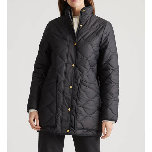 Quince Featherless Quilted Long Puffer Jacket Coat Black XL