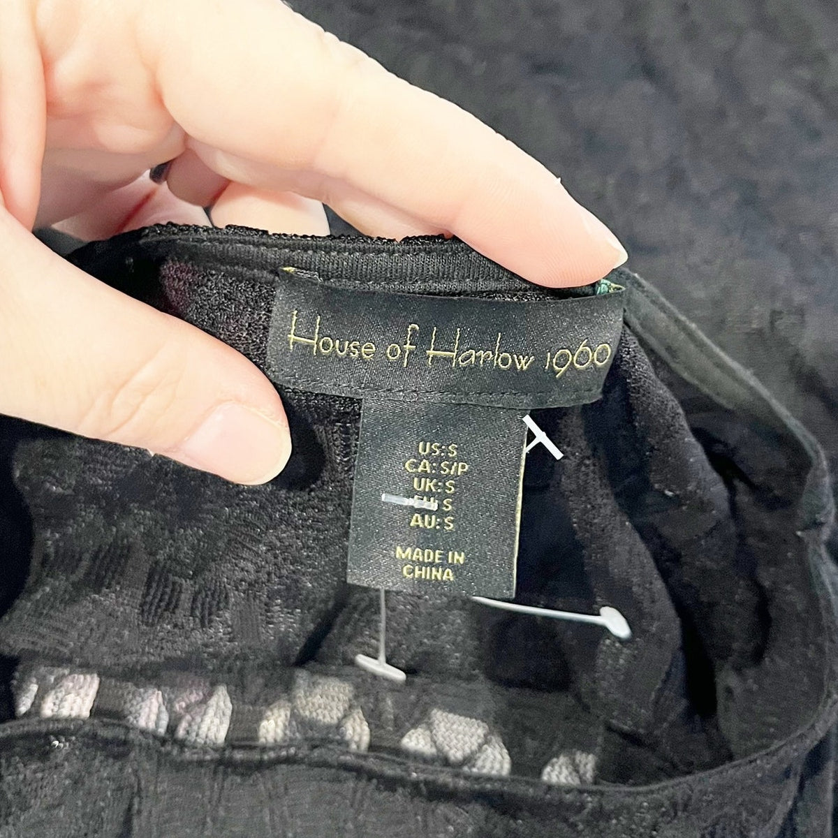 House of Harlow Long Sleeve Sheer Bra Top Black Small