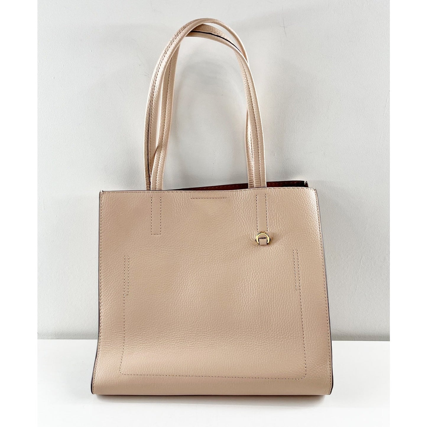 Banana Republic Leather Double Top Handle Tote Handbag Purse Blush Pink
