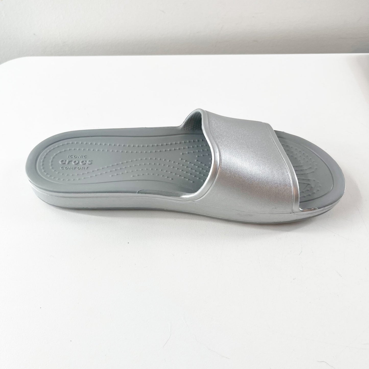 Crocs Slide Comfort Sandals Gray Silver 7