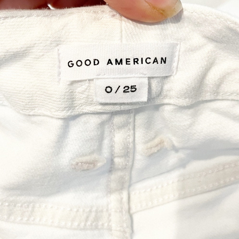 Good American Good Straight High Rise Raw Hem Jeans White 0 / 25