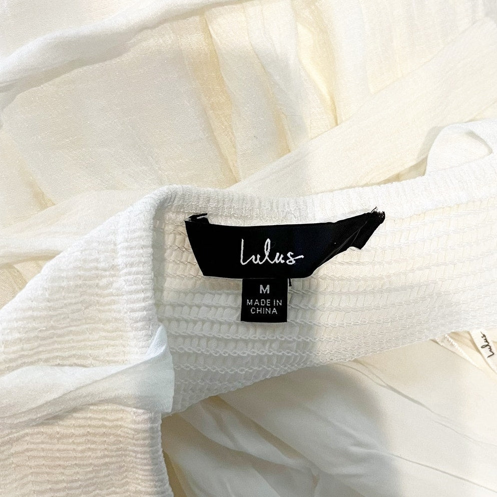 Lulus Delightfully Dainty White Tie-Strap Babydoll Mini Dress White Medium