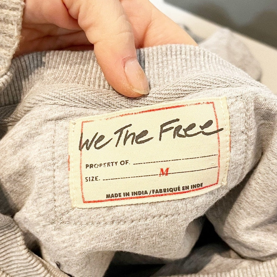 Free People Bubble Up Dropped Shoulder Oversized Pullover Sweatshirt Gray Medium