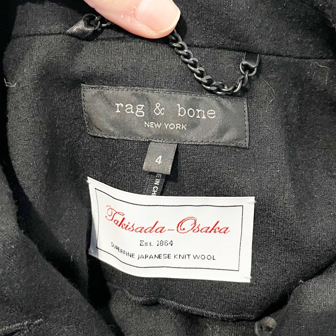 Rag & Bone Slade Wool Blazer Jacket Black 4
