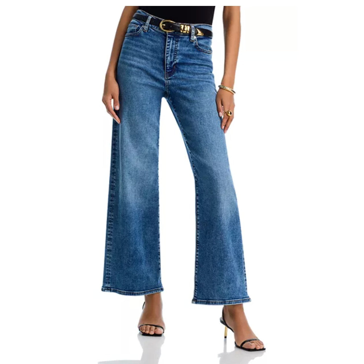 FRAME Le Slim Palazzo Mid Rise Wide Leg Jeans in Canals Blue 26 / 2