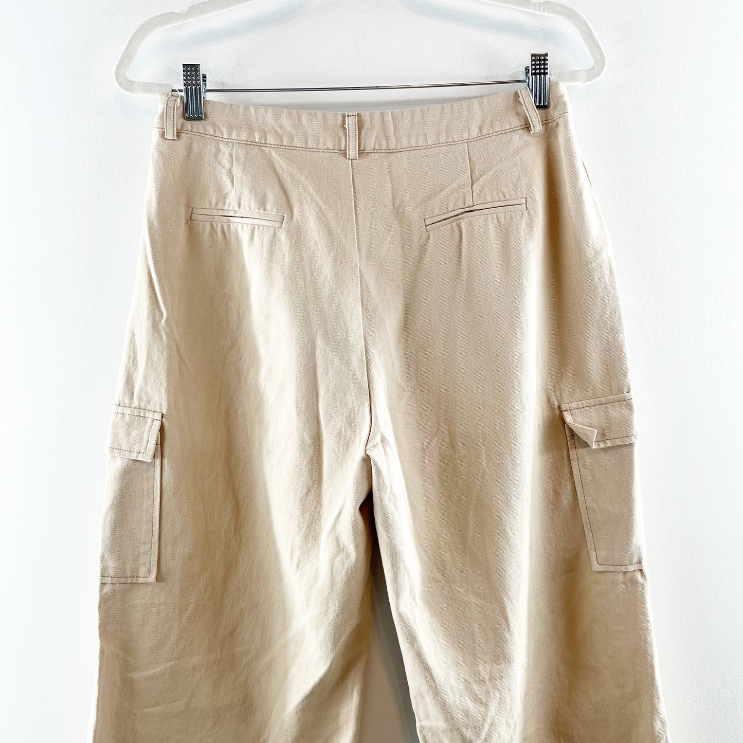 ACOA High Rise Wide Leg Cargo Pants Khaki Tan Large