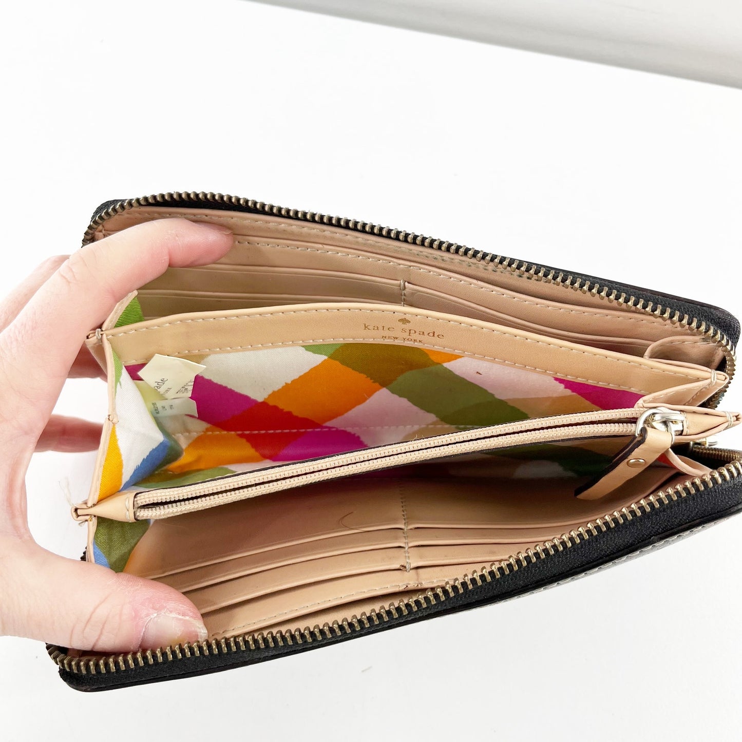 Kate Spade Pebbled Leather Rectangle Zip Around Wallet Black