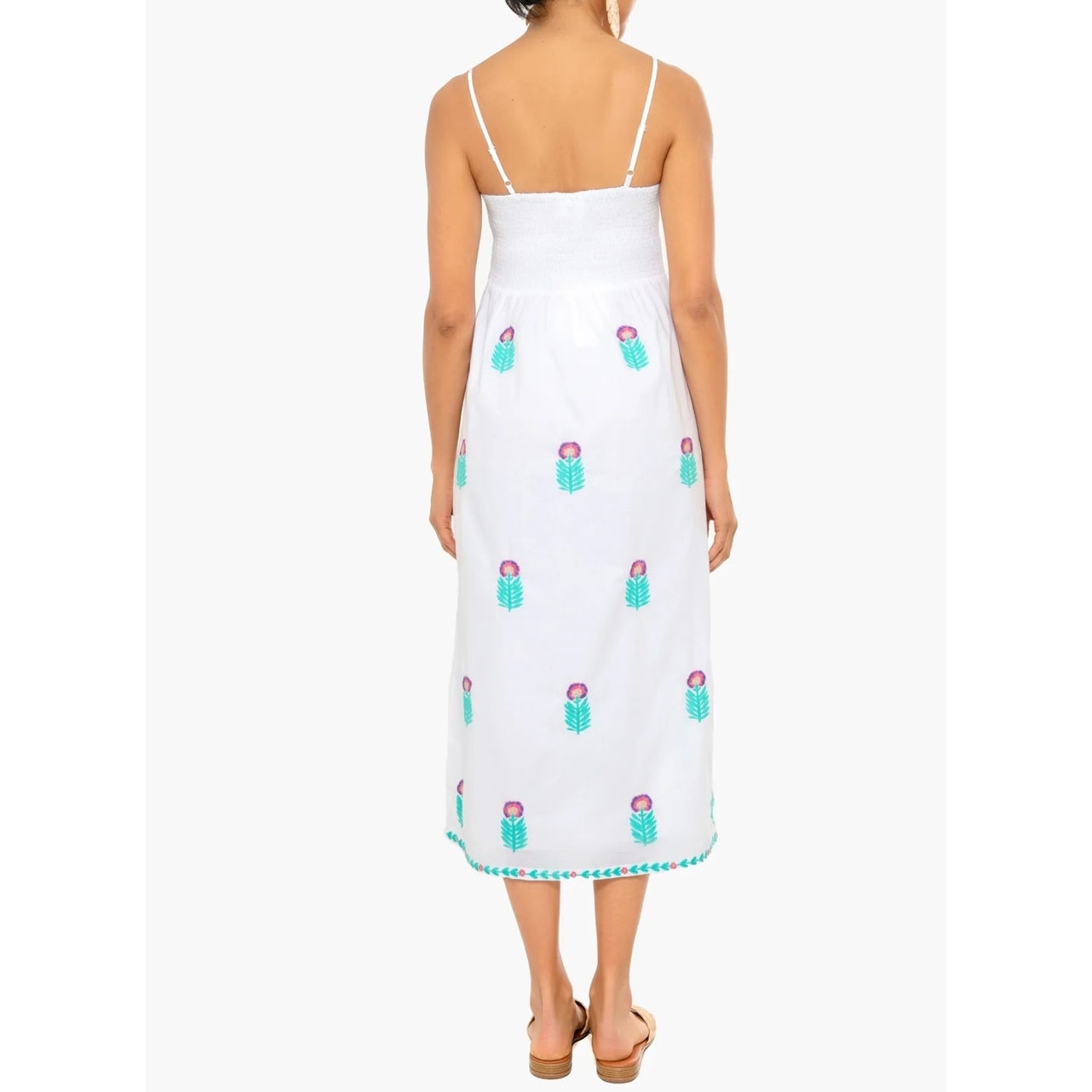 Tuckernuck Nimo with Love Flower Agate Embroidered Midi Dress White Small