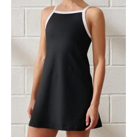 Abercrombie & Fitch YPB SculptLUX Apron Active Mini Dress Black White XL