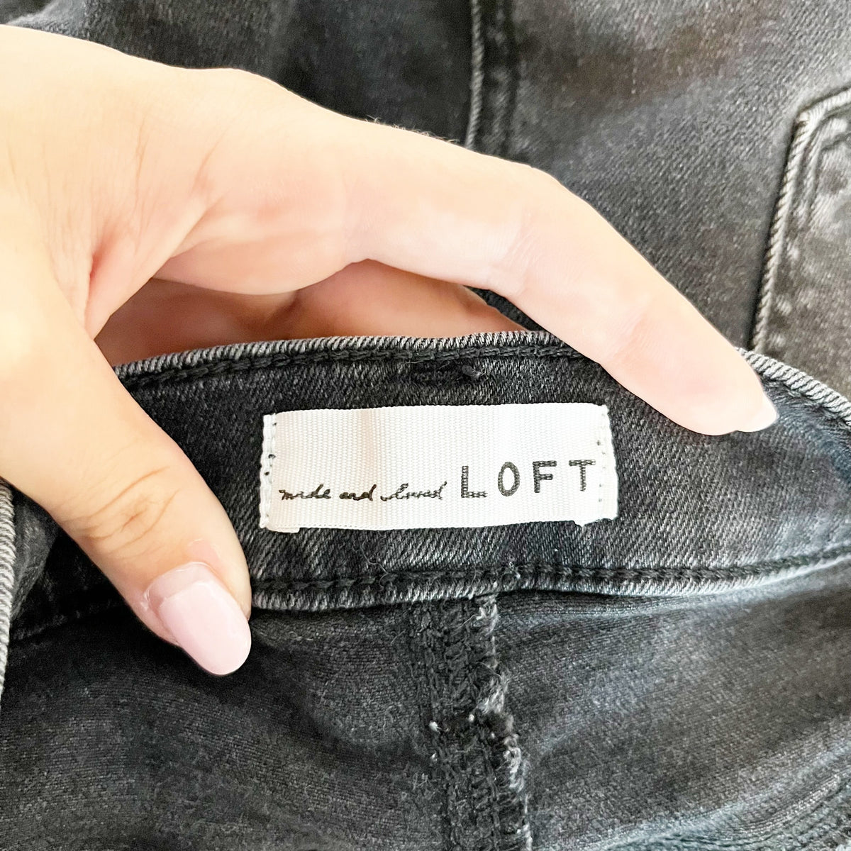 LOFT High Waist Flare Crop Raw Hem Button Fly Jeans Black 12