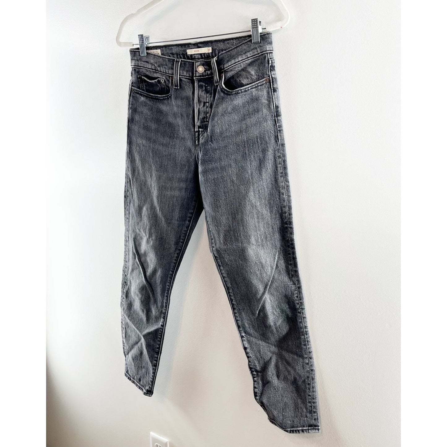 Levi's High Rise Button Fly Wedgie Icon Fit Ankle Straight Leg Jeans Black 27