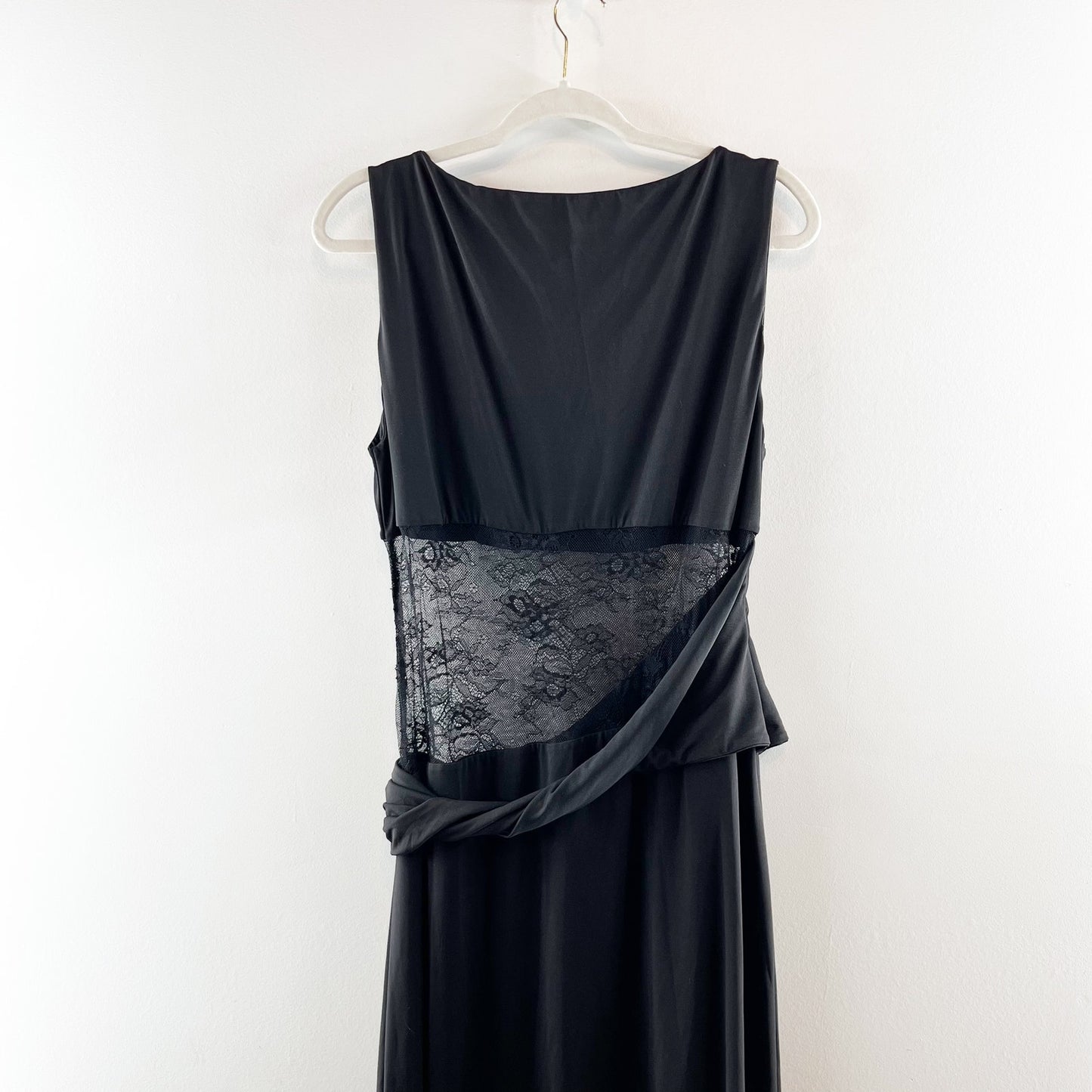 Peppermayo Karma Sheer Lace Panel Maxi Dress Black 12