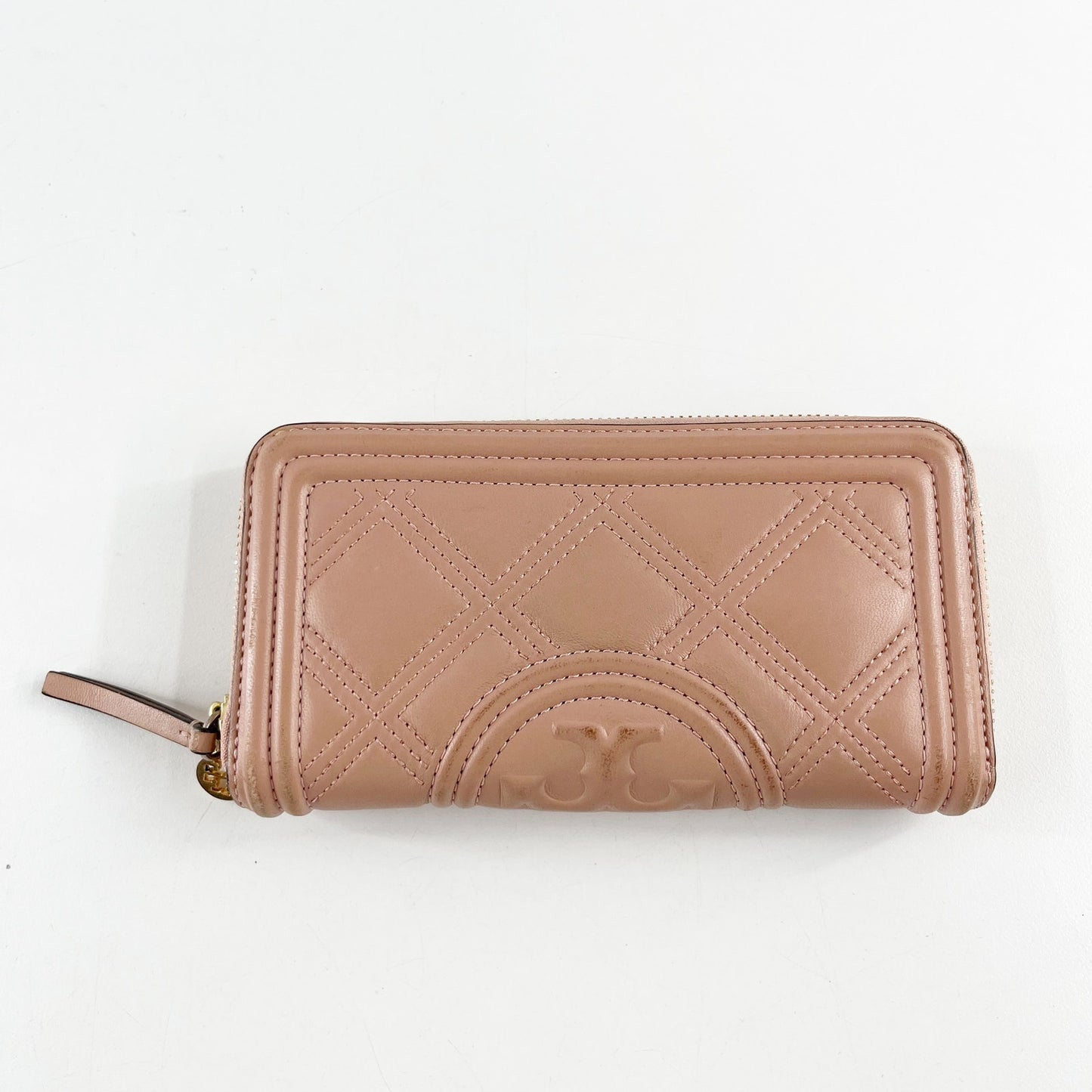 Tory Burch Flemming Continental Zip Around Leather Wallet Pink