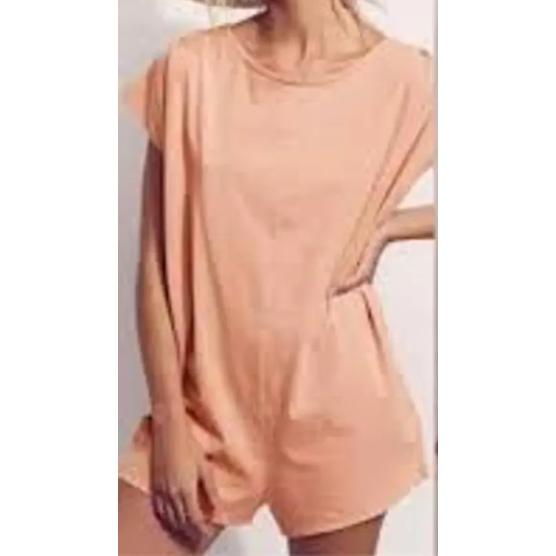 Free People Beach Short Sleeve Ice Cream Waistless Romper Orange Medium