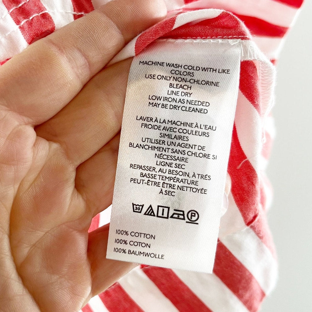 Anthropologie The Darcey Popover Poplin Cotton Swing Top Blouse Red XS