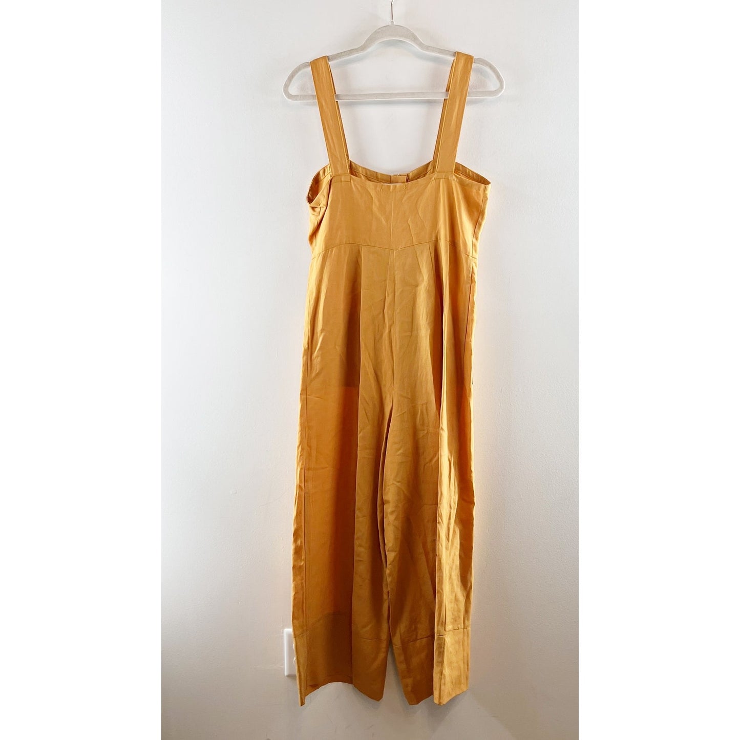 Sancia Linen Blend Cropped Wide Leg Jumpsuit Yellow XS
