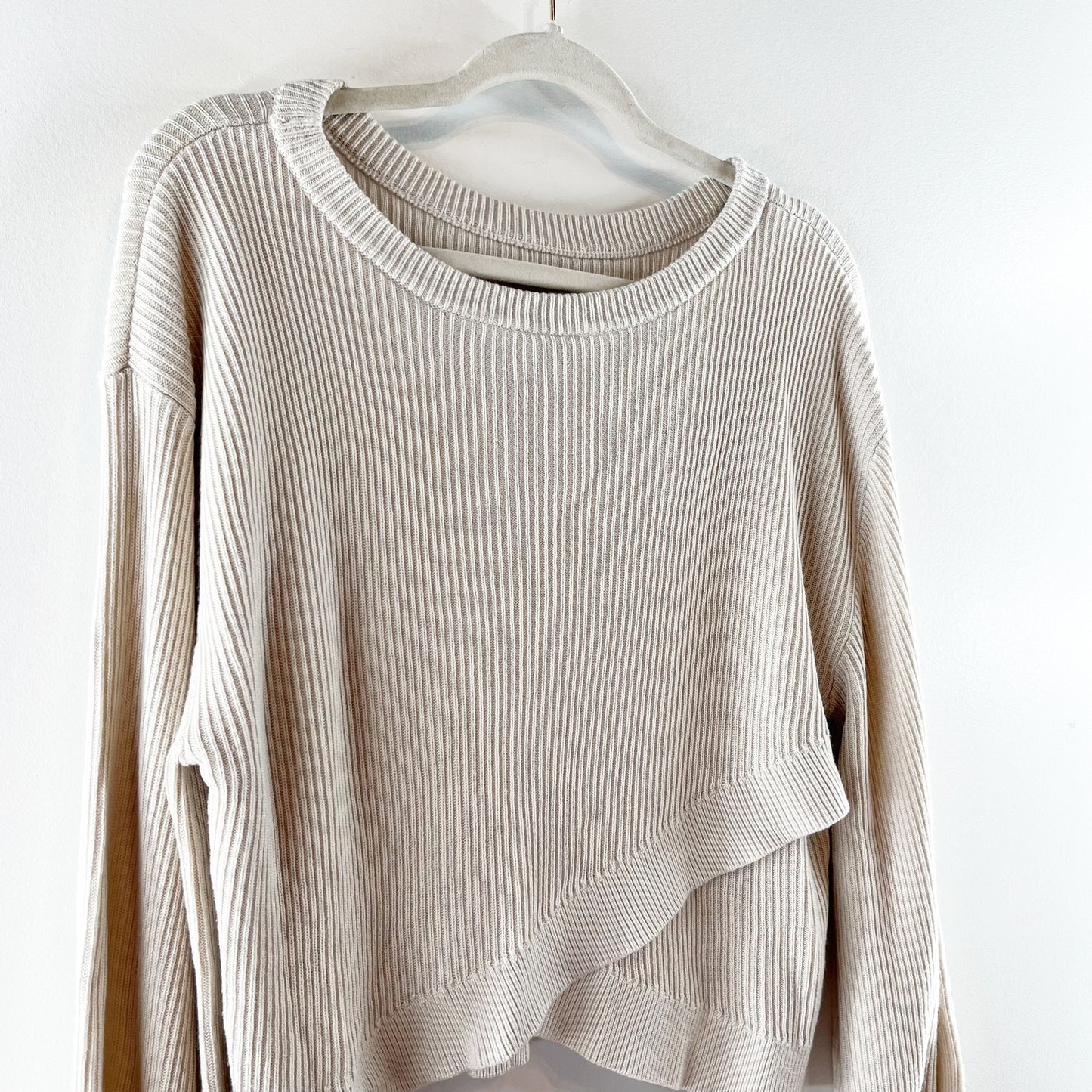 Lululemon Ribbed Reversible Crossover Sweater Tan Beige 10