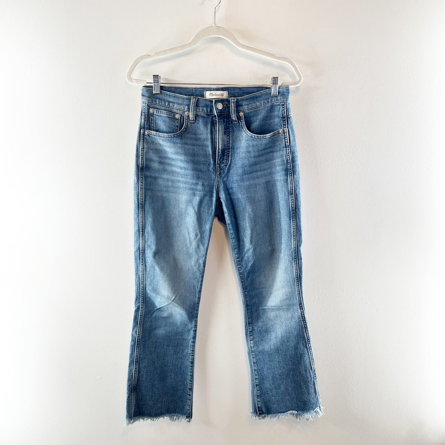 Madewell Cali Mid-Rise Frayed Hem Demi-Bootcut Jeans Fleetwood Wash 27