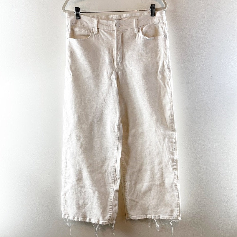 Good American Good Waist Cropped Palazzo High Rise Jeans White 14 / 32