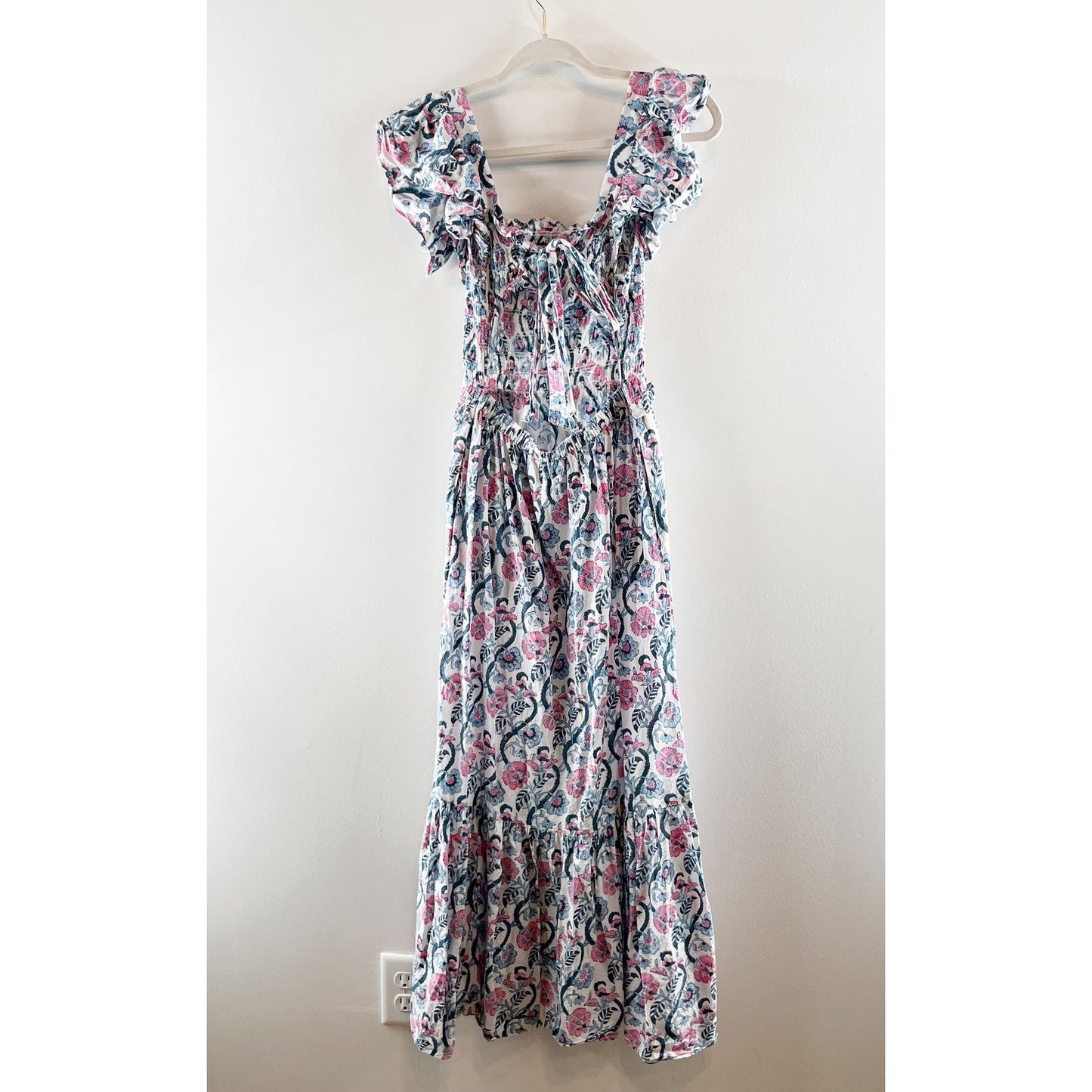 Anna Cate Collection Gisele Floral Flutter Sleeve Maxi Sundress Blue Pink XS