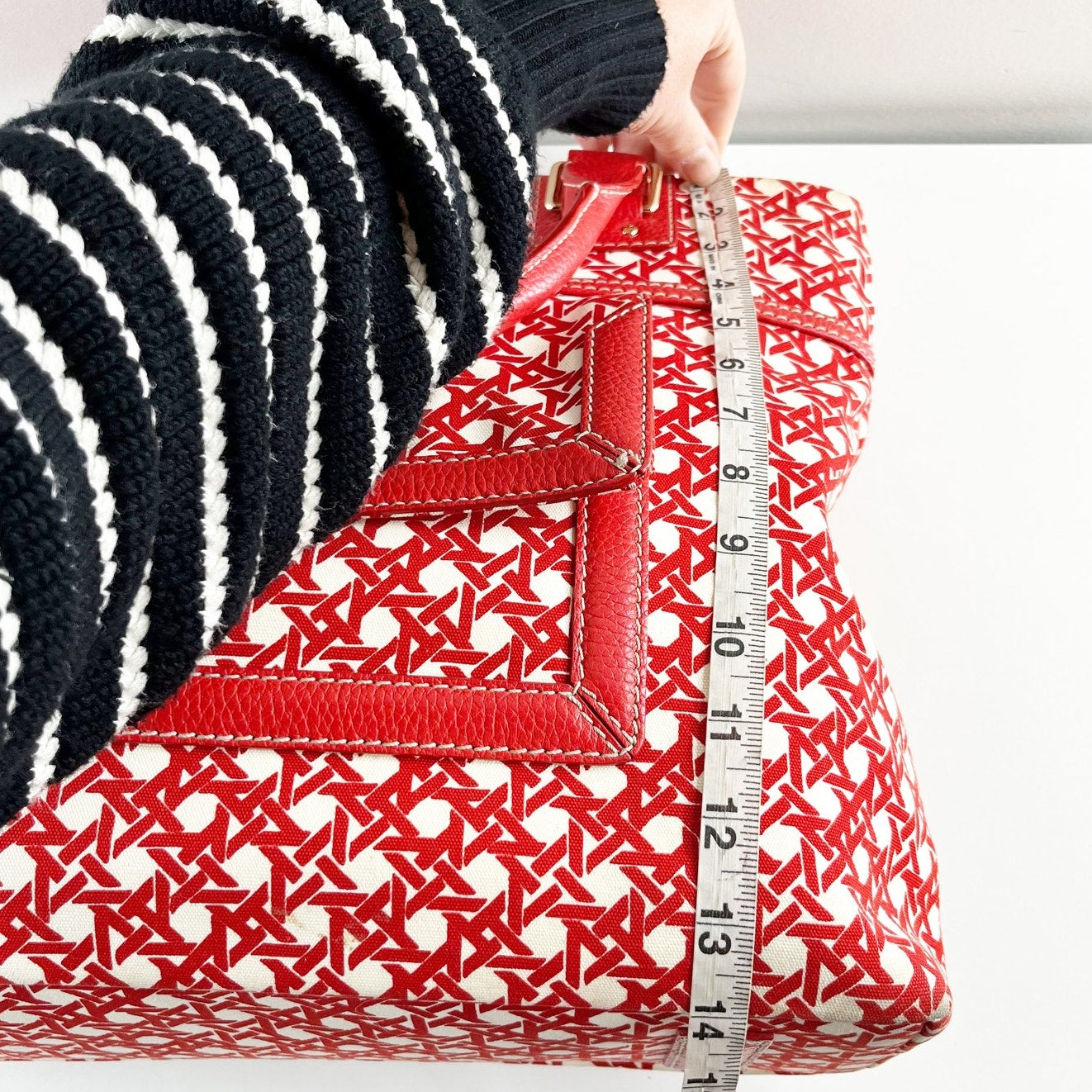 Kate Spade Geo Print Large Tote Bag Purse Red White