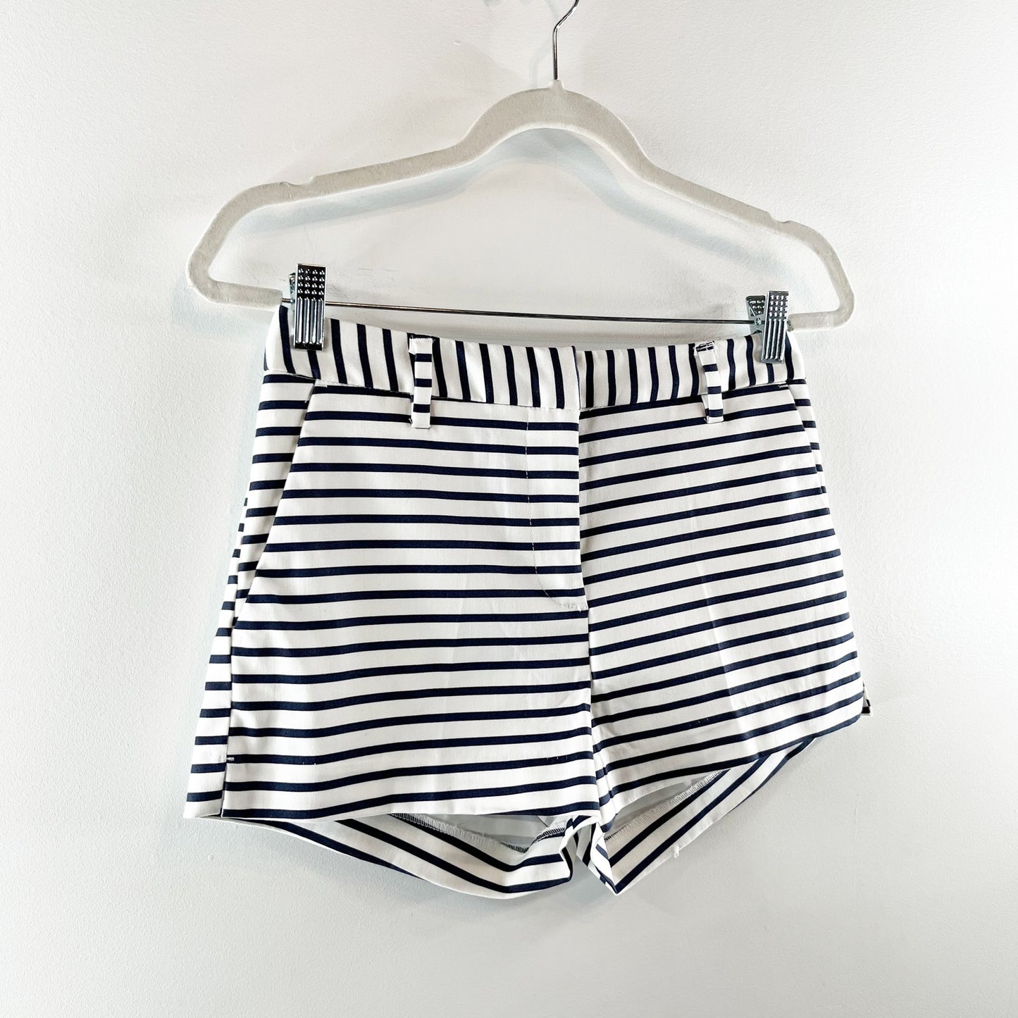 H&M High Rise Striped Chino Shorts Blue White 6