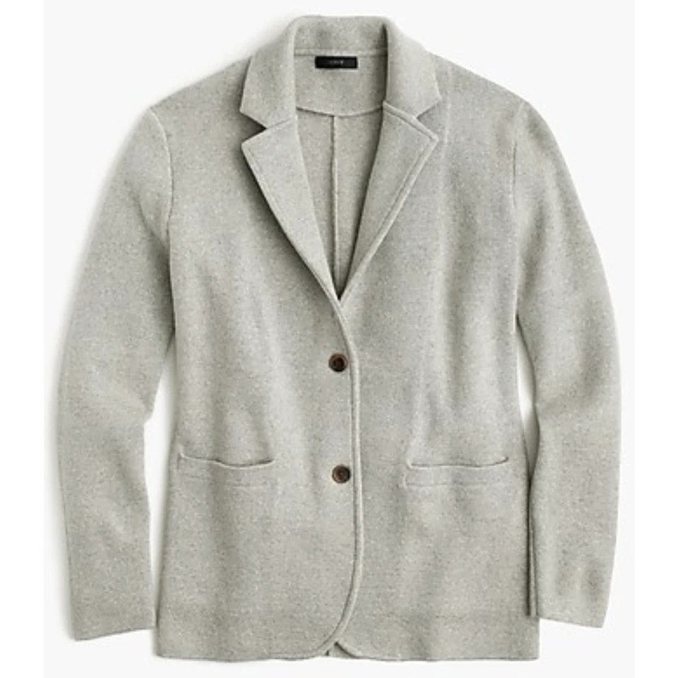 J. Crew Merino Wool Long Sleeve Sweater Blazer Heather Dusk Gray XL
