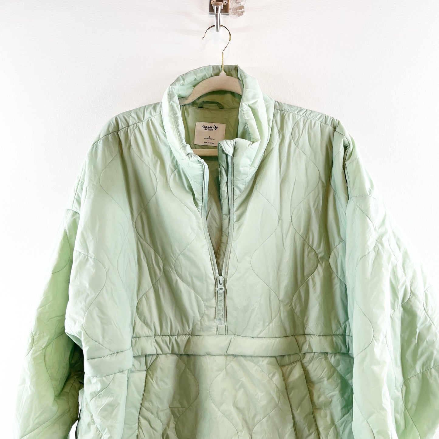 Old Navy Midweight Packable 1/2 Zip Water Resistant Puffer Jacket Green Large