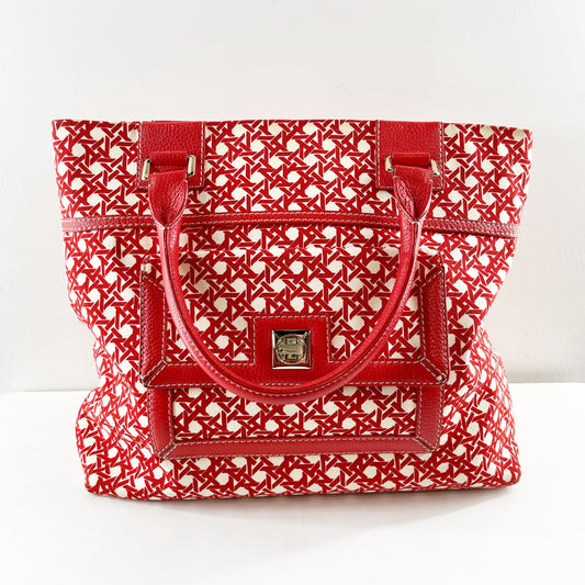 Kate Spade Geo Print Large Tote Bag Purse Red White