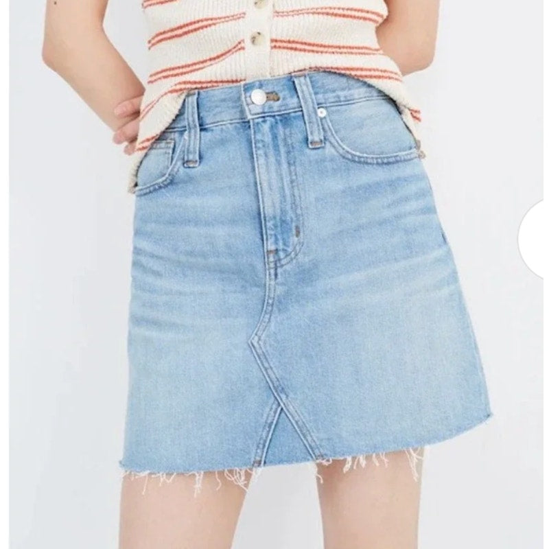 Madewell A‎ Line Rigid Denim Mini Skirt Blue 25