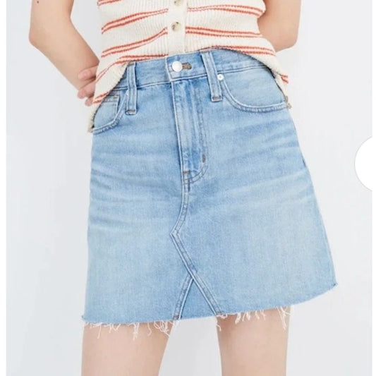 Madewell A‎ Line Rigid Denim Mini Skirt Blue 25