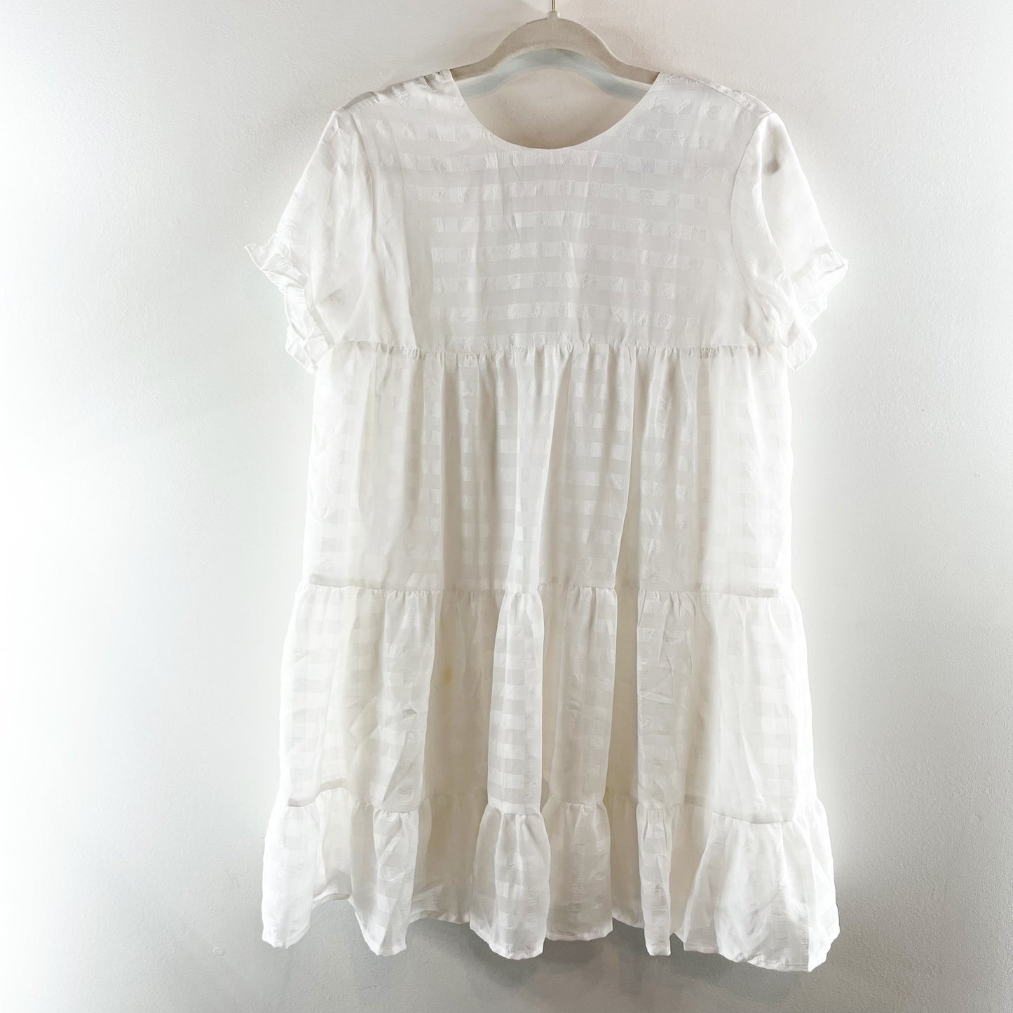 Hello Molly We Need Space Babydoll Tiered Mini Dress White 2