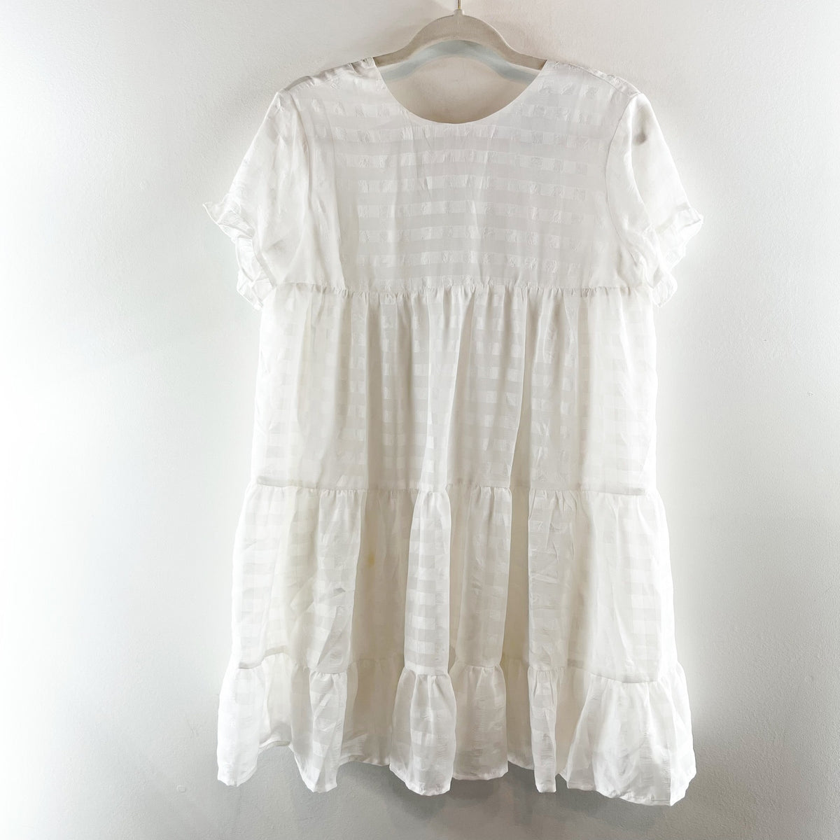 Hello Molly We Need Space Babydoll Tiered Mini Dress White 2