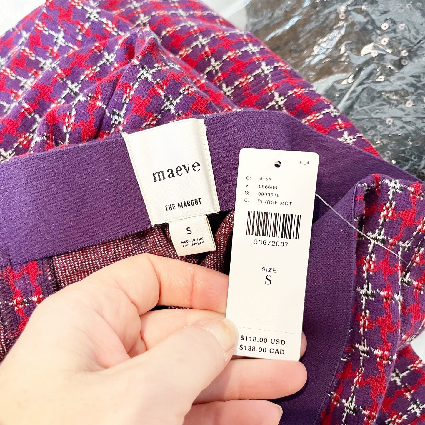 Maeve The Margot High Waisted Kick-Flare Cropped Pants Purple Red Small